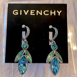 Givenchy blue teal crystal drop earrings